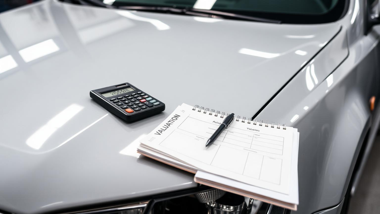 Technician working on a car body panel in a professional workshop